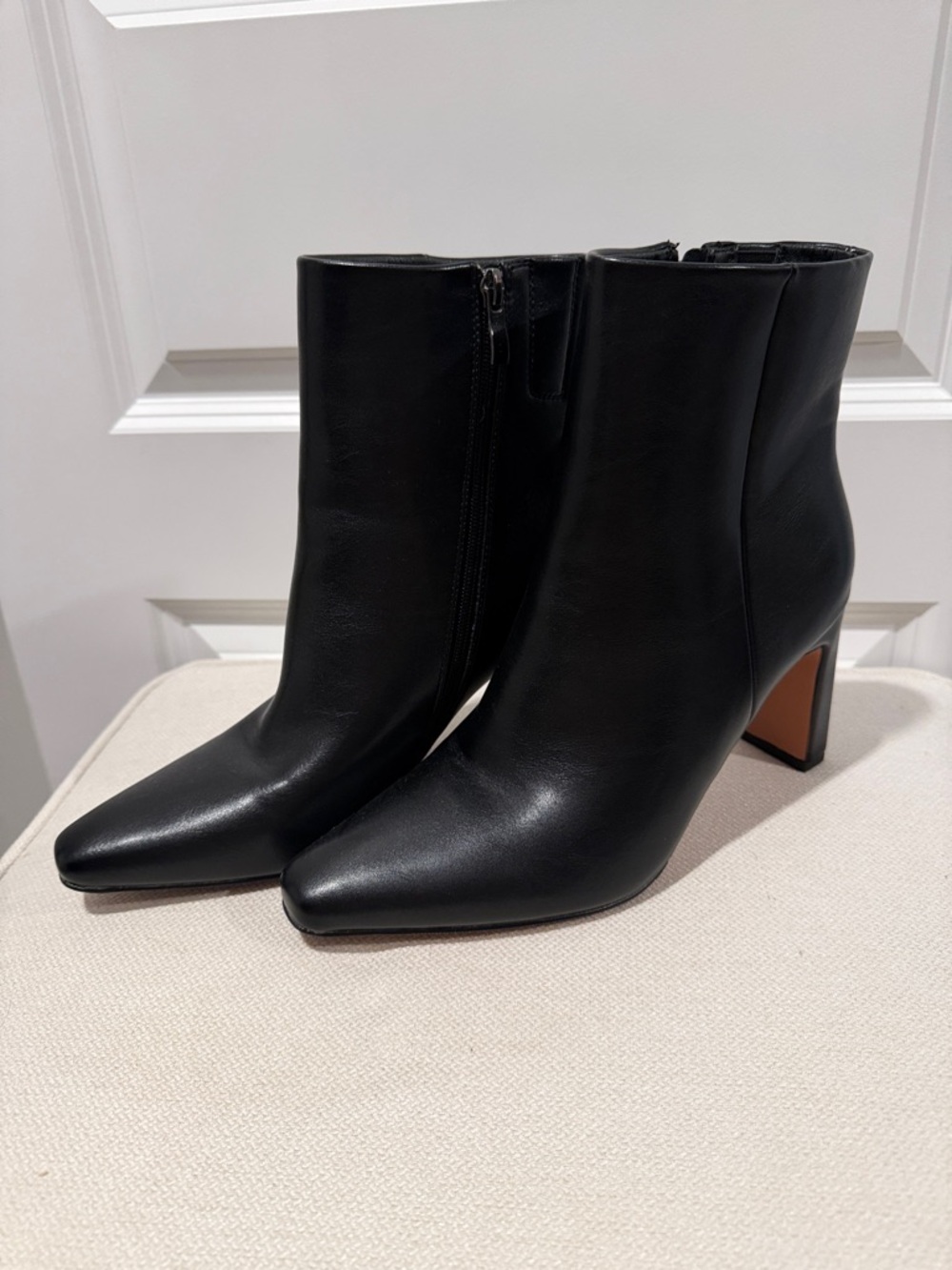 Women’s Black Leather Ankle Boots - Classic Zip Heel